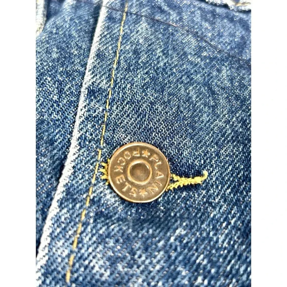 Vintage Plain Pockets Jean Jacket Men's Size Medium Denim Plaid Made in Mexico - Picture 6 of 11